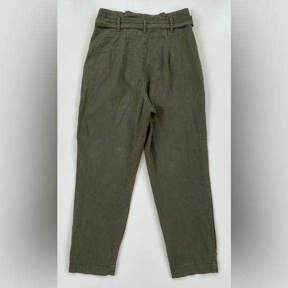 Abercrombie & Fitch Women's Green Linen Blend High Waist Paperbag Pants SMALL - Picture 2 of 10